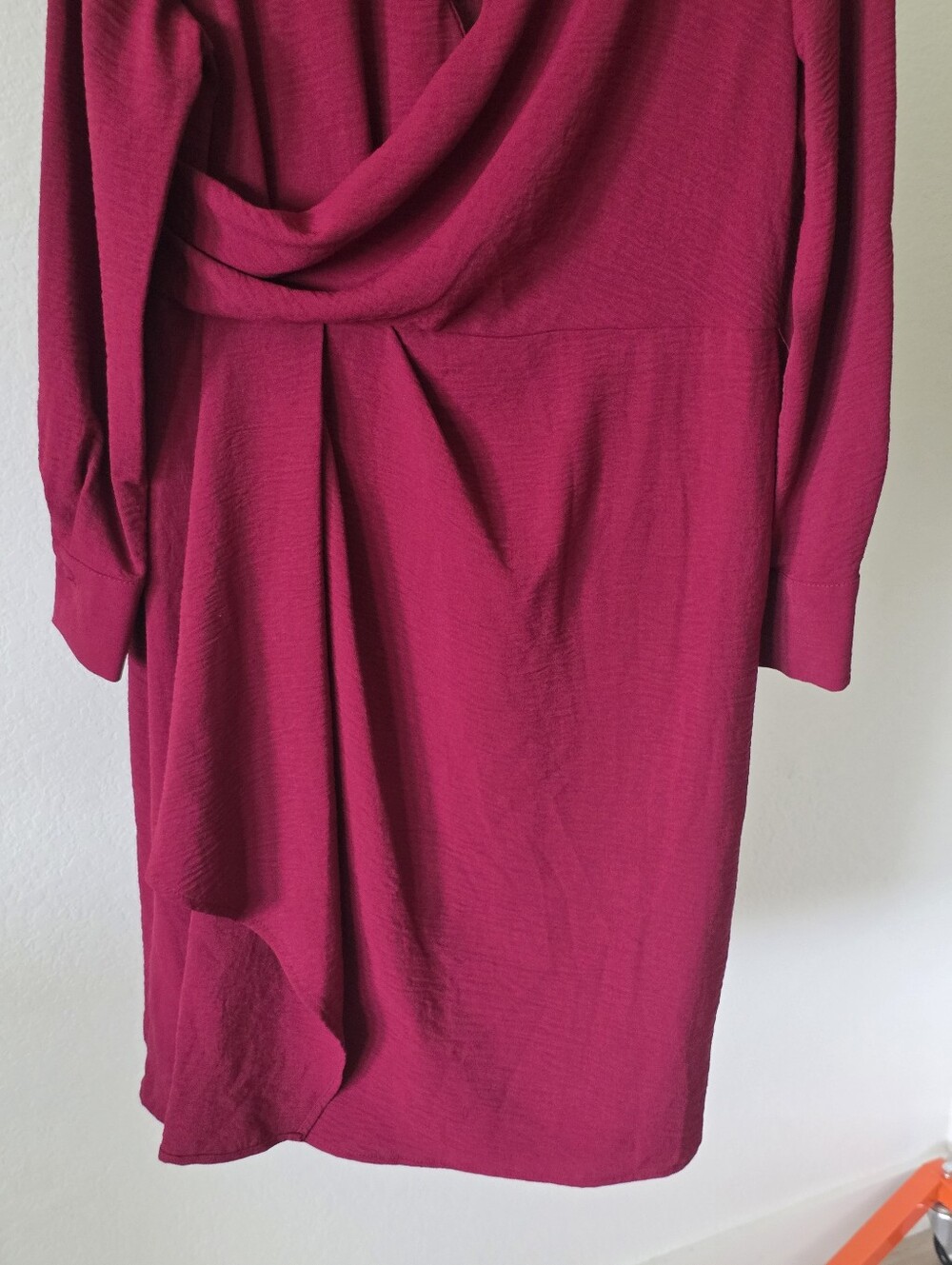 Calvin Klein NWT Size 10 Magenta Draped Wrap Long Sleeve Dress Career $134 - Picture 4 of 9